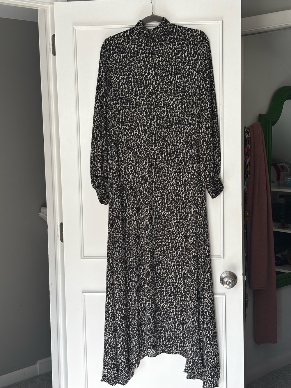 Donna Karan Black and Ivory Leopard-Print Maxi Dress